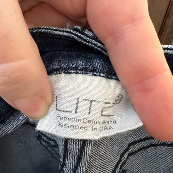 LITZ JEANS Ankle Fray Fringe Denim Jeans Medium Wash Women's Waist Size 28 - Picture 5 of 6